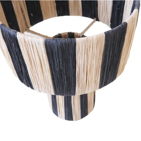 Bicolor Stripped Raffia Table Lamp
