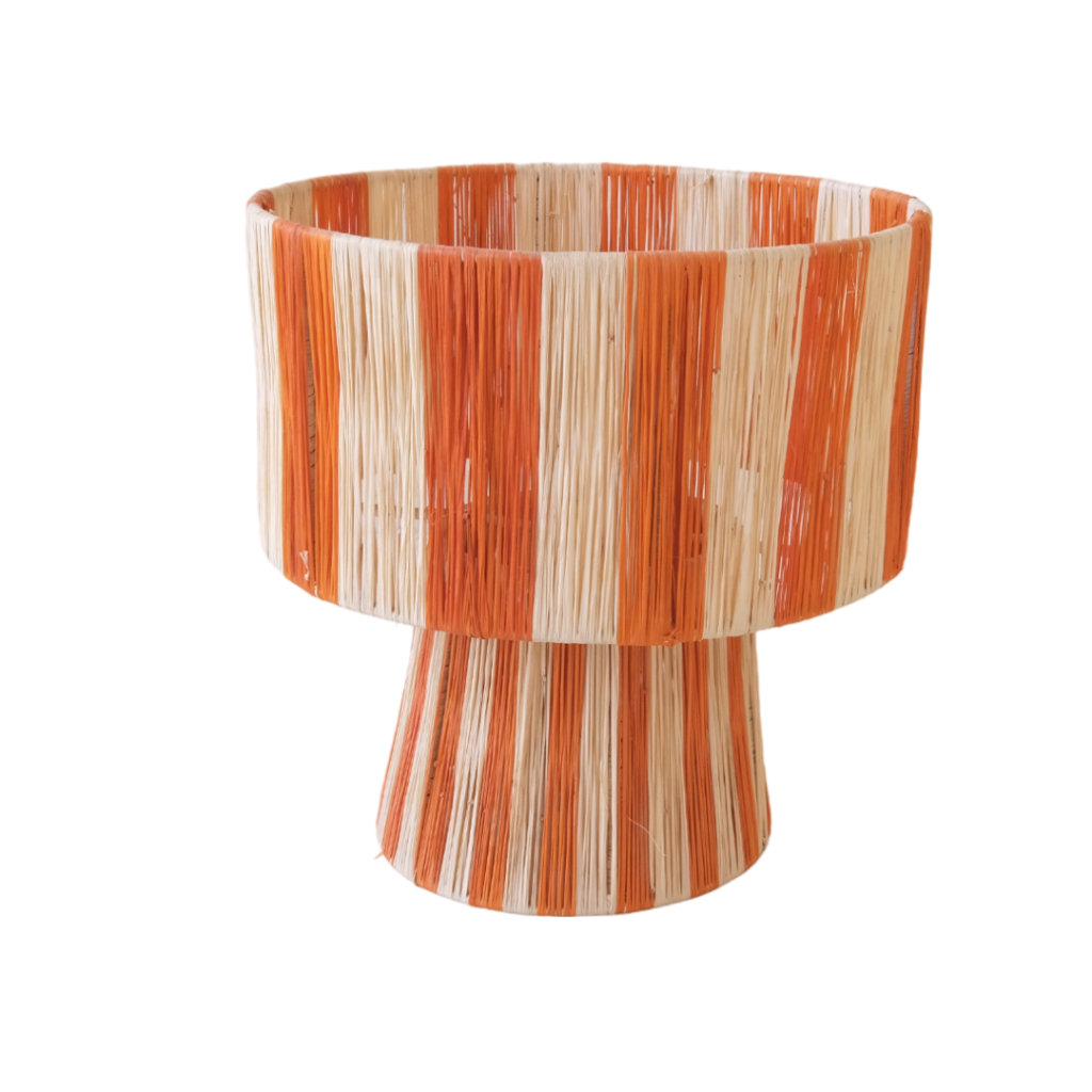 Tweekleurige tafellamp van raffia