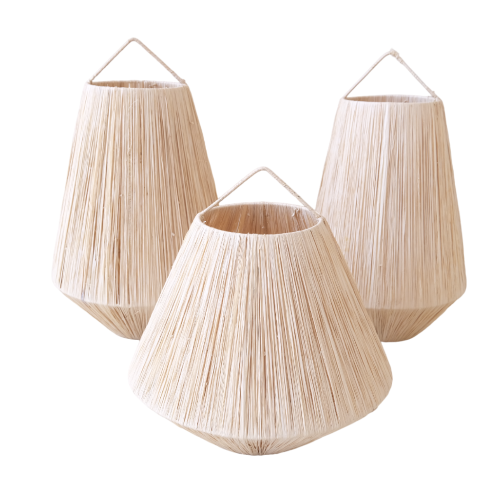 Raffia Plafond Set van 3 Lampen