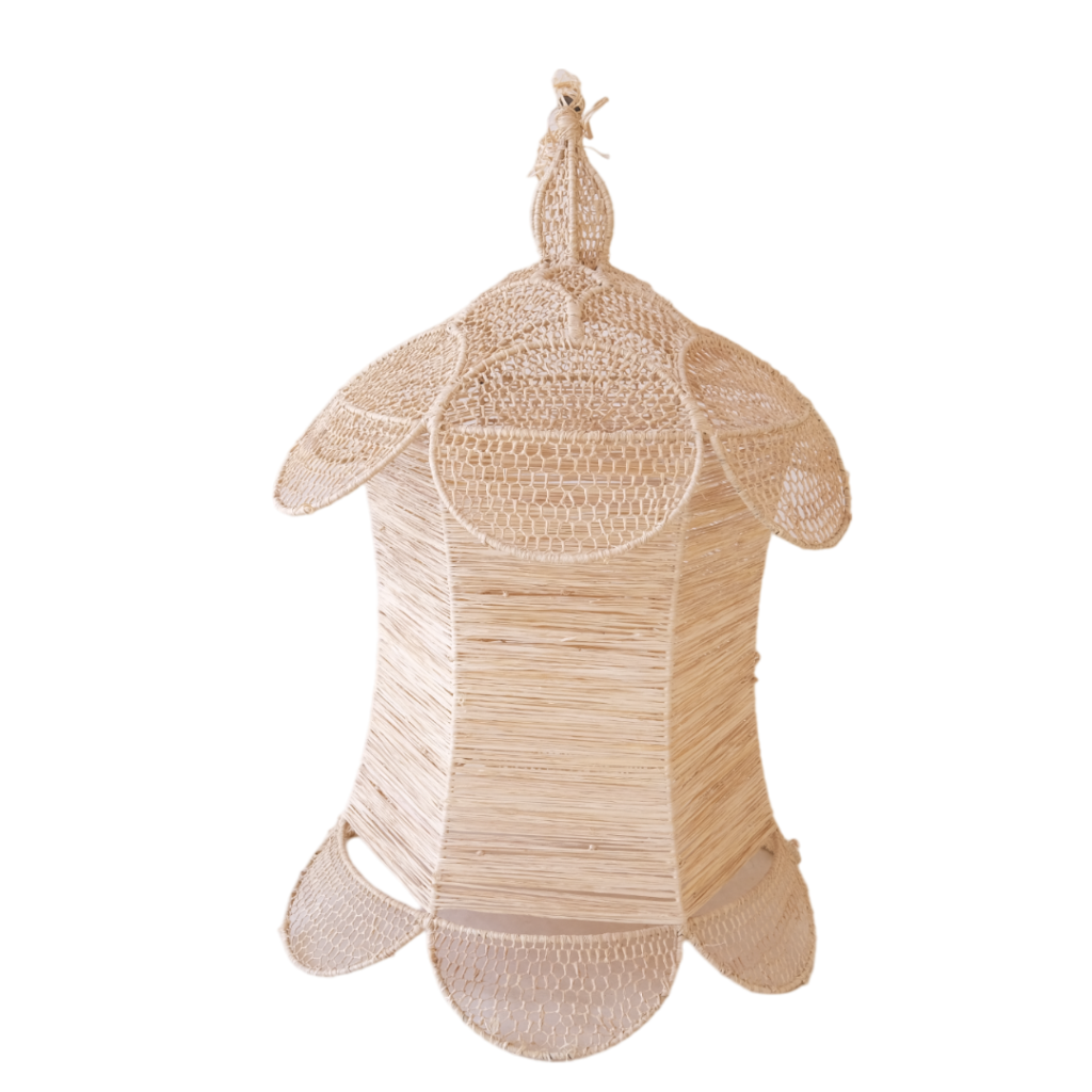 Serene Bloesem Handgemaakte Hanglamp van Natuurlijke Vezels