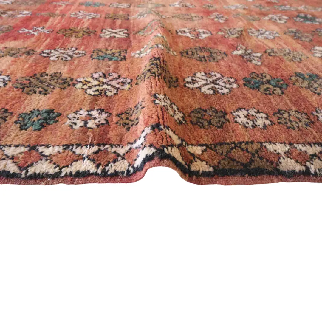 Tapis Berbère Marocain Vintage Zemmour – 100% Laine Rouge – Fait Main 140x80 Cm