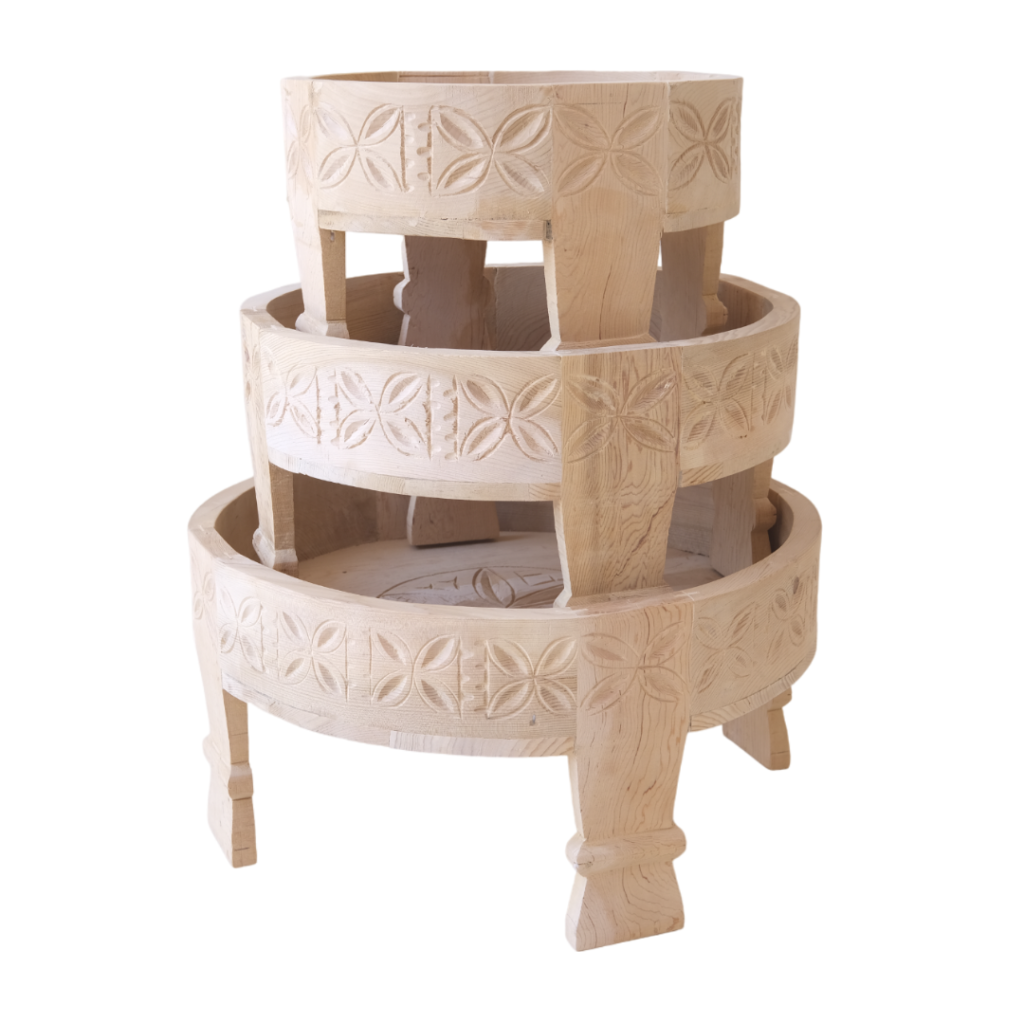 Bijzettafels van cederhout in retrostijl &ndash; set van 3