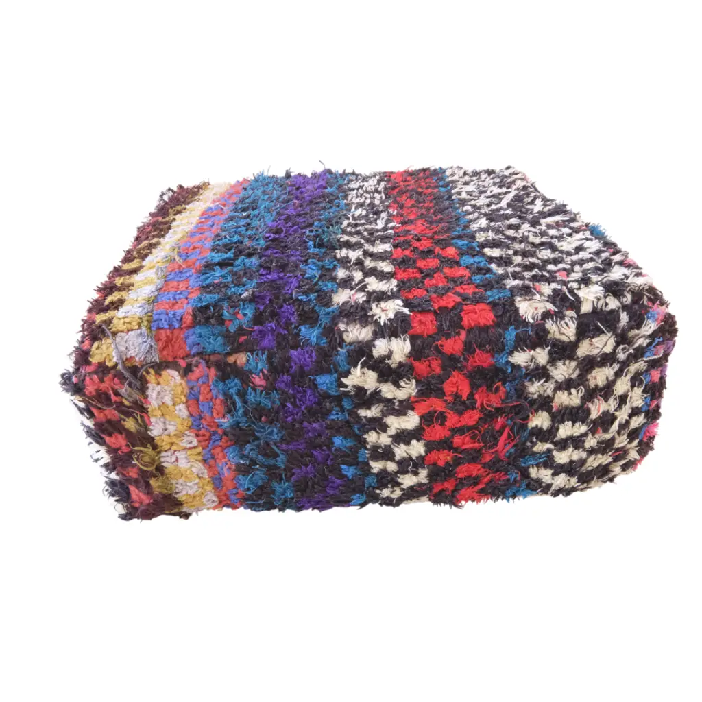 Vibrant Eco-Friendly Checkered Pouf